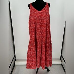 Joie Women’s Sleeveless Maxi Dress Rose/Coral Tiered Cotton Sz XL Q9